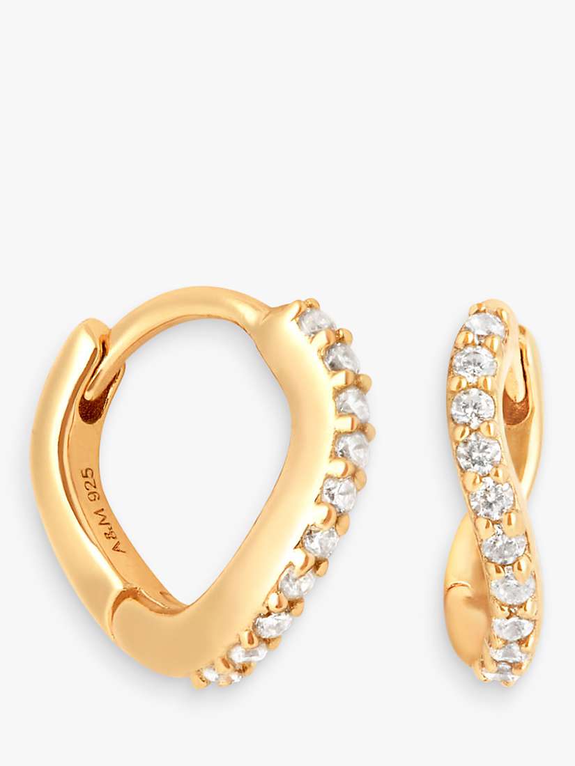 Buy Astrid & Miyu Wave Crystal Huggie Earrings, Gold Online at johnlewis.com