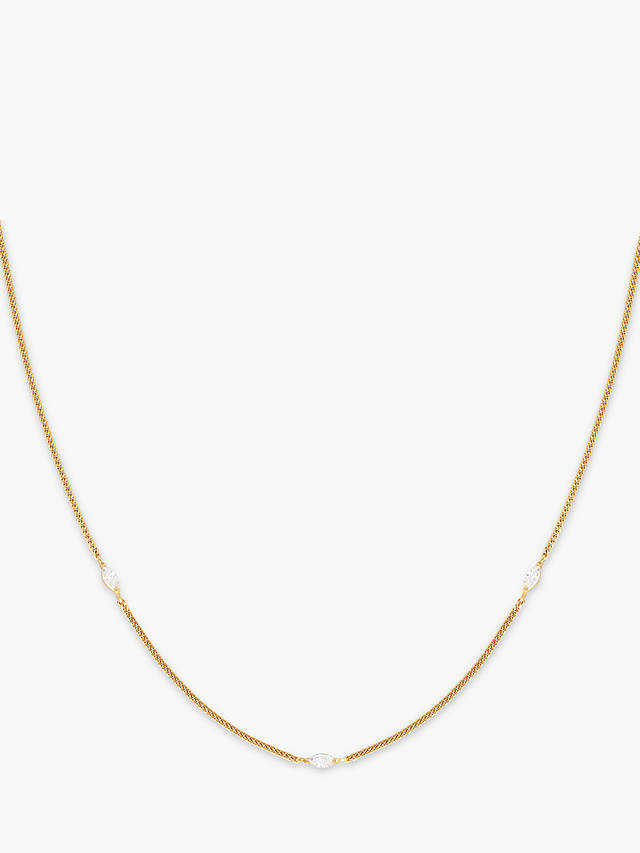 Astrid & Miyu Navette Cubic Zirconia Chain Necklace, Gold