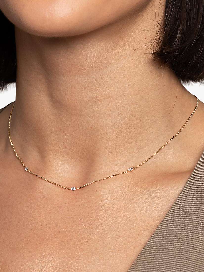 Buy Astrid & Miyu Navette Cubic Zirconia Chain Necklace, Gold Online at johnlewis.com