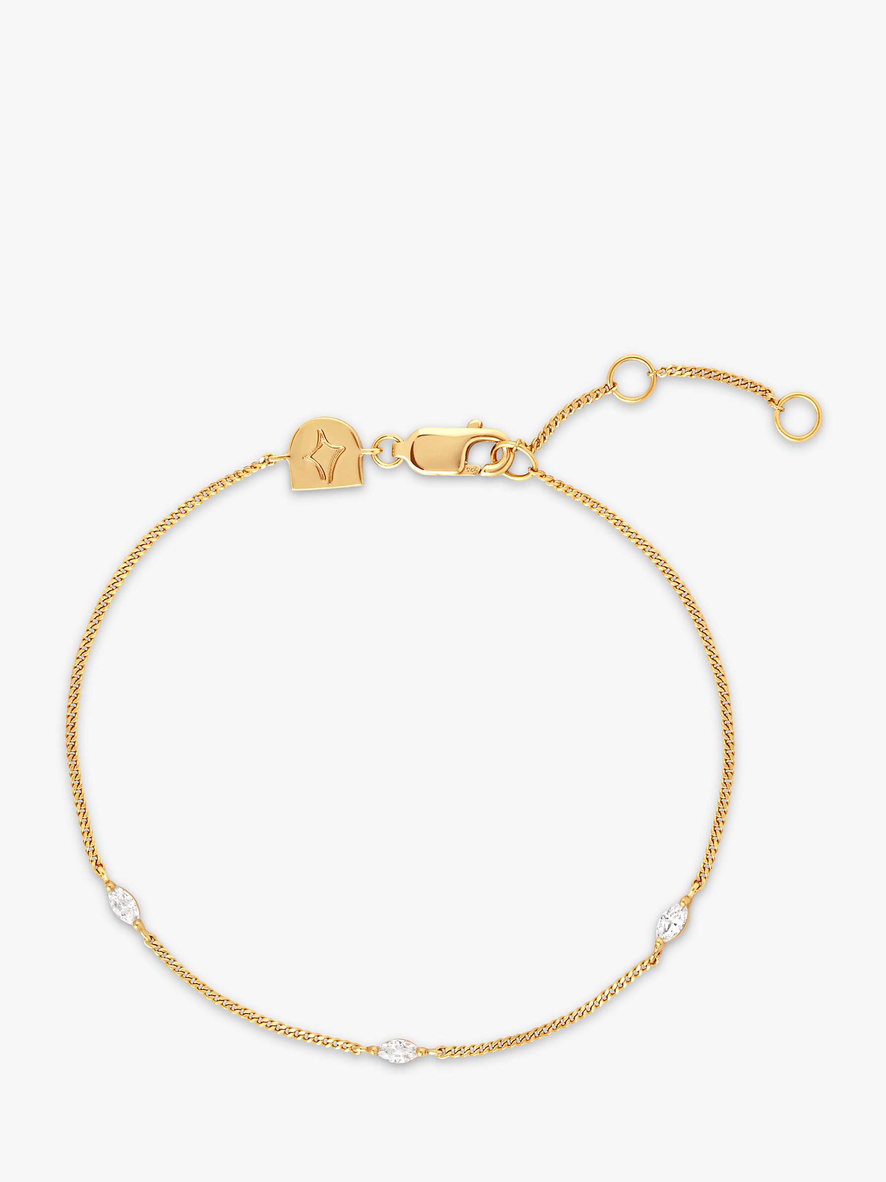 Buy Astrid & Miyu Navette Cubic Zirconia Chain Bracelet, Gold Online at johnlewis.com