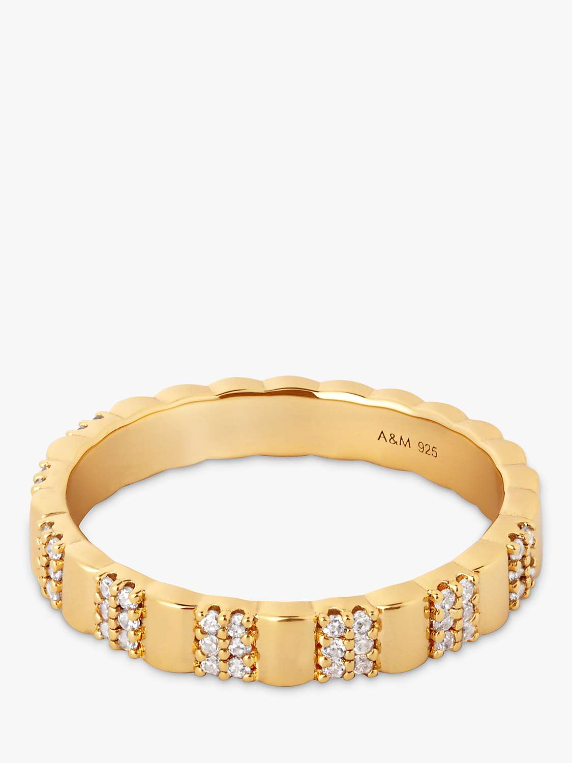 Buy Astrid & Miyu Cubic Zirconia Double Row Band Ring, Gold Online at johnlewis.com