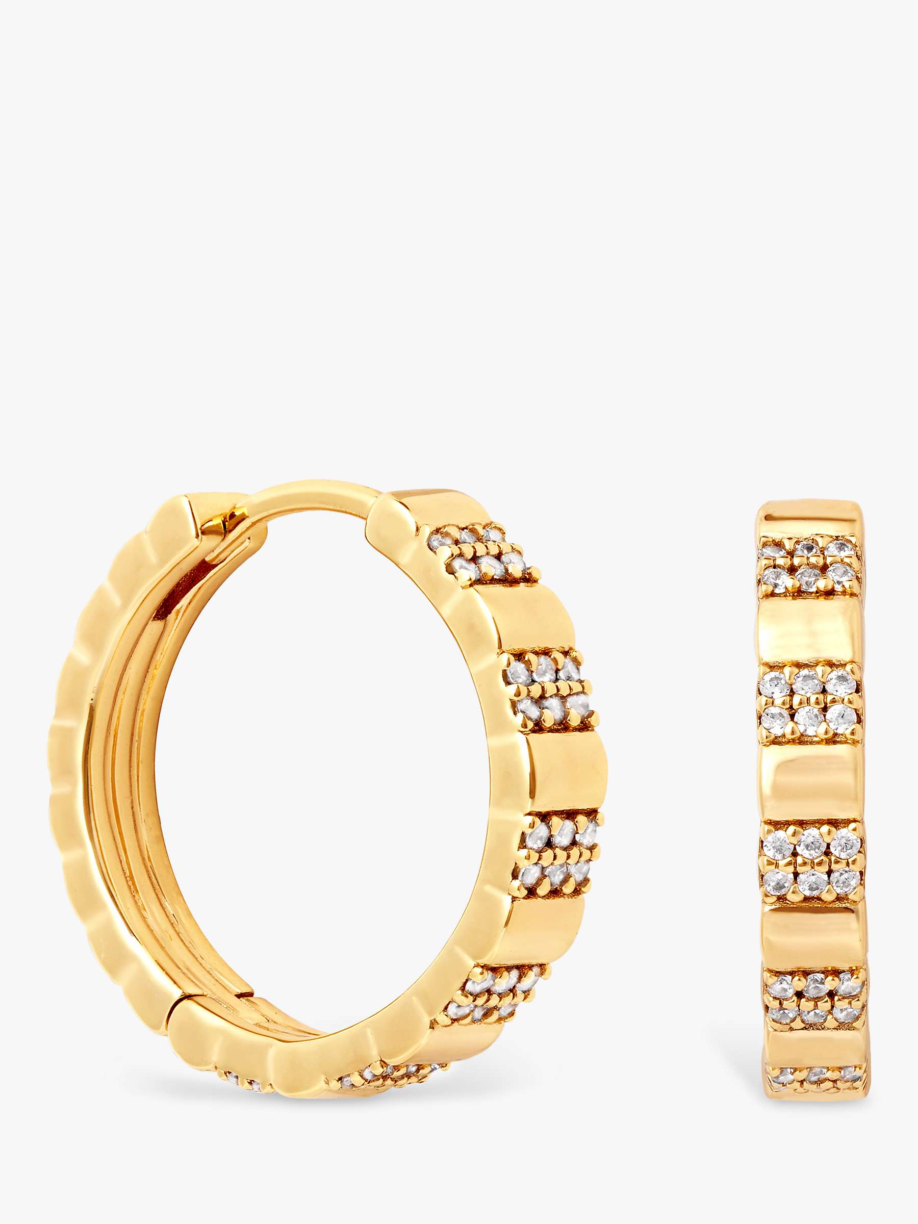 Buy Astrid & Miyu Cubic Zirconia Double Row Post Earrings, Gold Online at johnlewis.com
