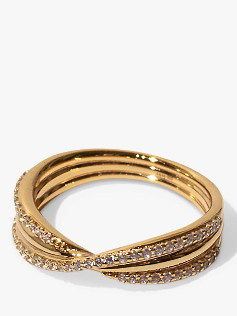 Buy Astrid & Miyu Twisted Pave Crystal Ring, Gold Online at johnlewis.com