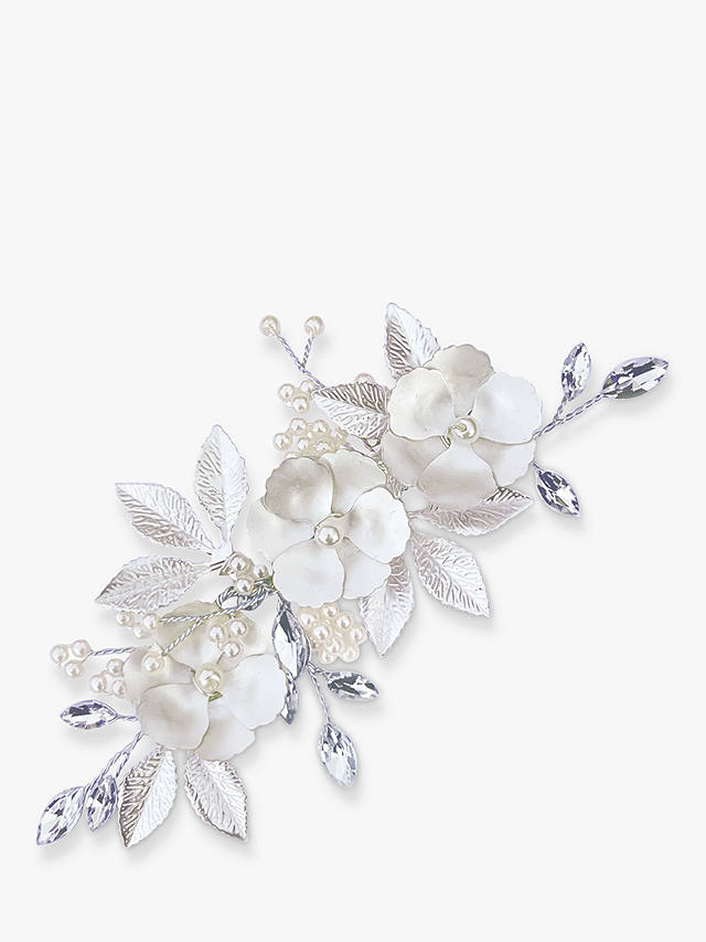Ivory & Co. Gardenia Crystal Silver Plated Hair Clip, Silver