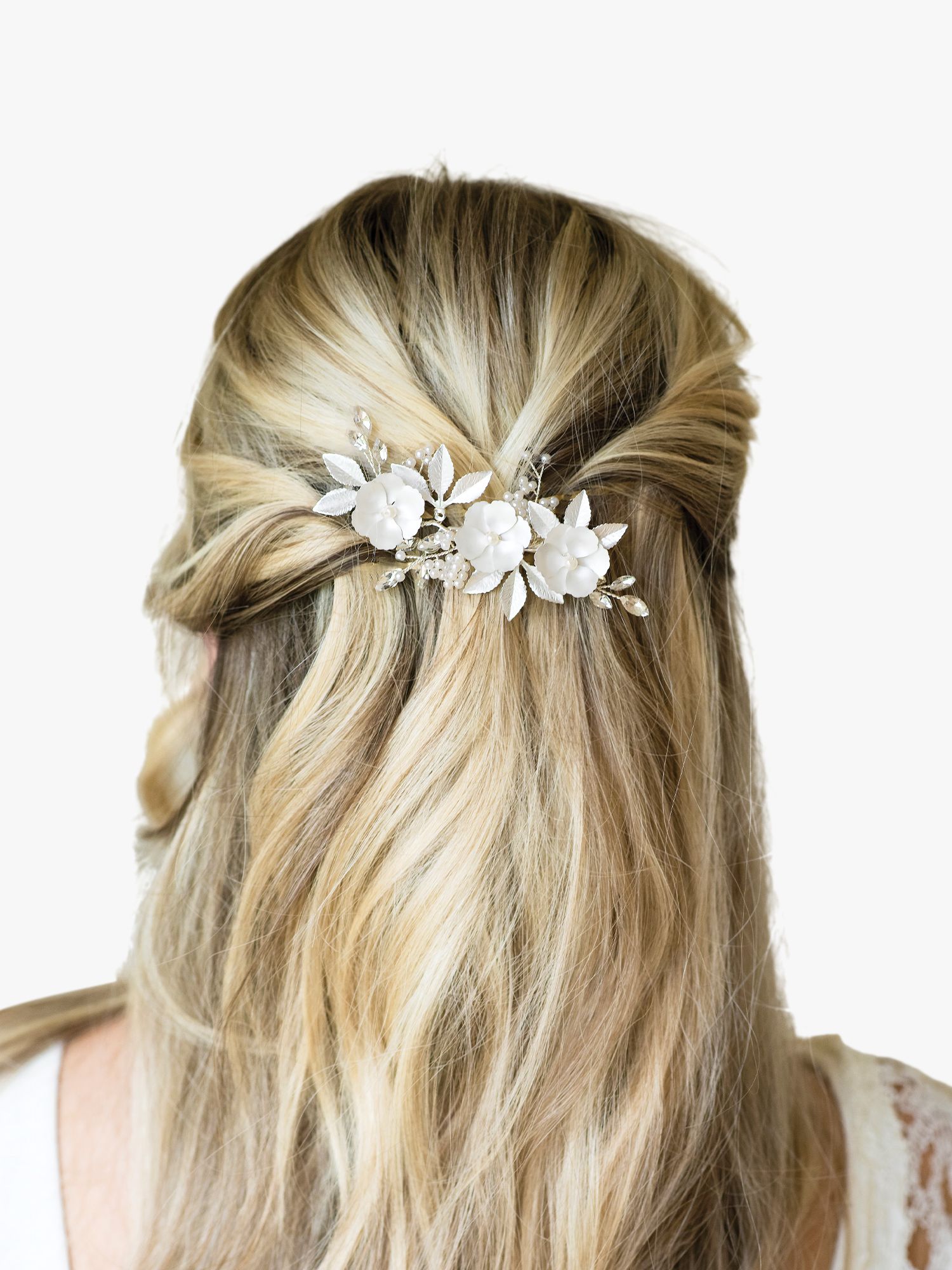 Buy Ivory & Co. Gardenia Crystal Silver Plated Hair Clip, Silver Online at johnlewis.com
