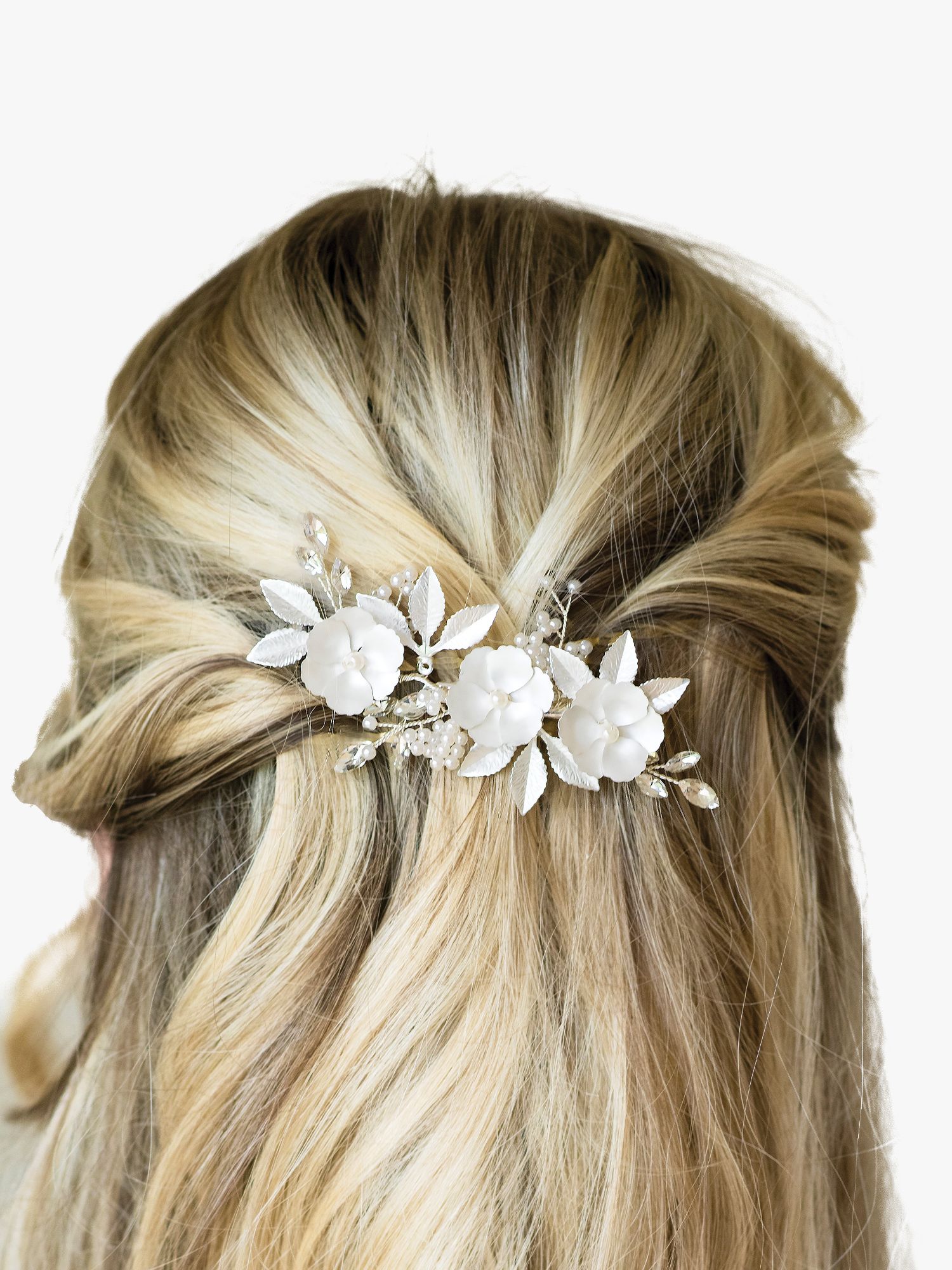 Buy Ivory & Co. Gardenia Crystal Silver Plated Hair Clip, Silver Online at johnlewis.com