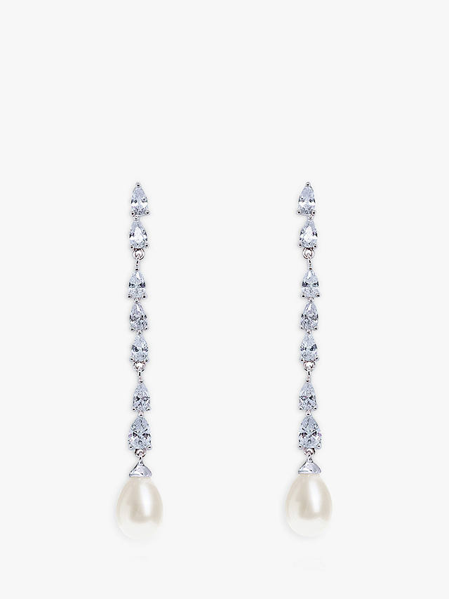 Ivory & Co. Melbourne Crystal & Faux Pearl Drop Earrings, Silver