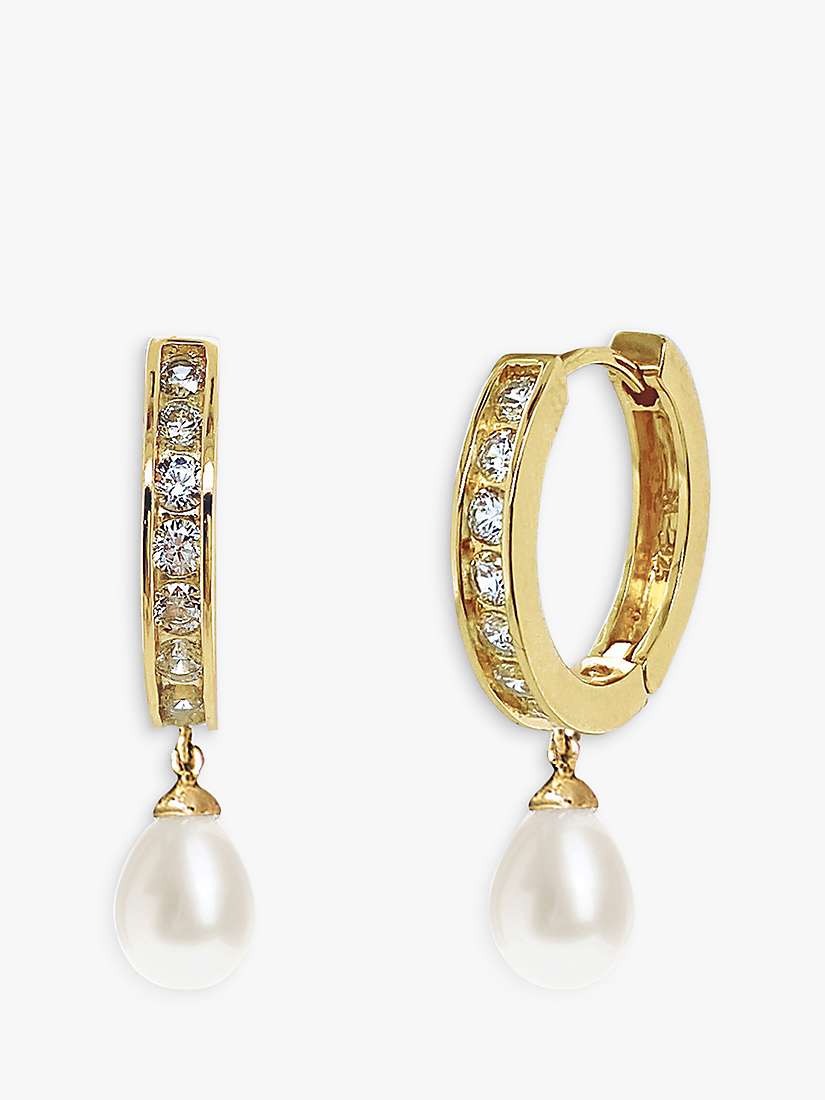 Buy Ivory & Co. Canterbury Crystal & Teardrop Faux Pearl Hoop Earrings, Gold Online at johnlewis.com