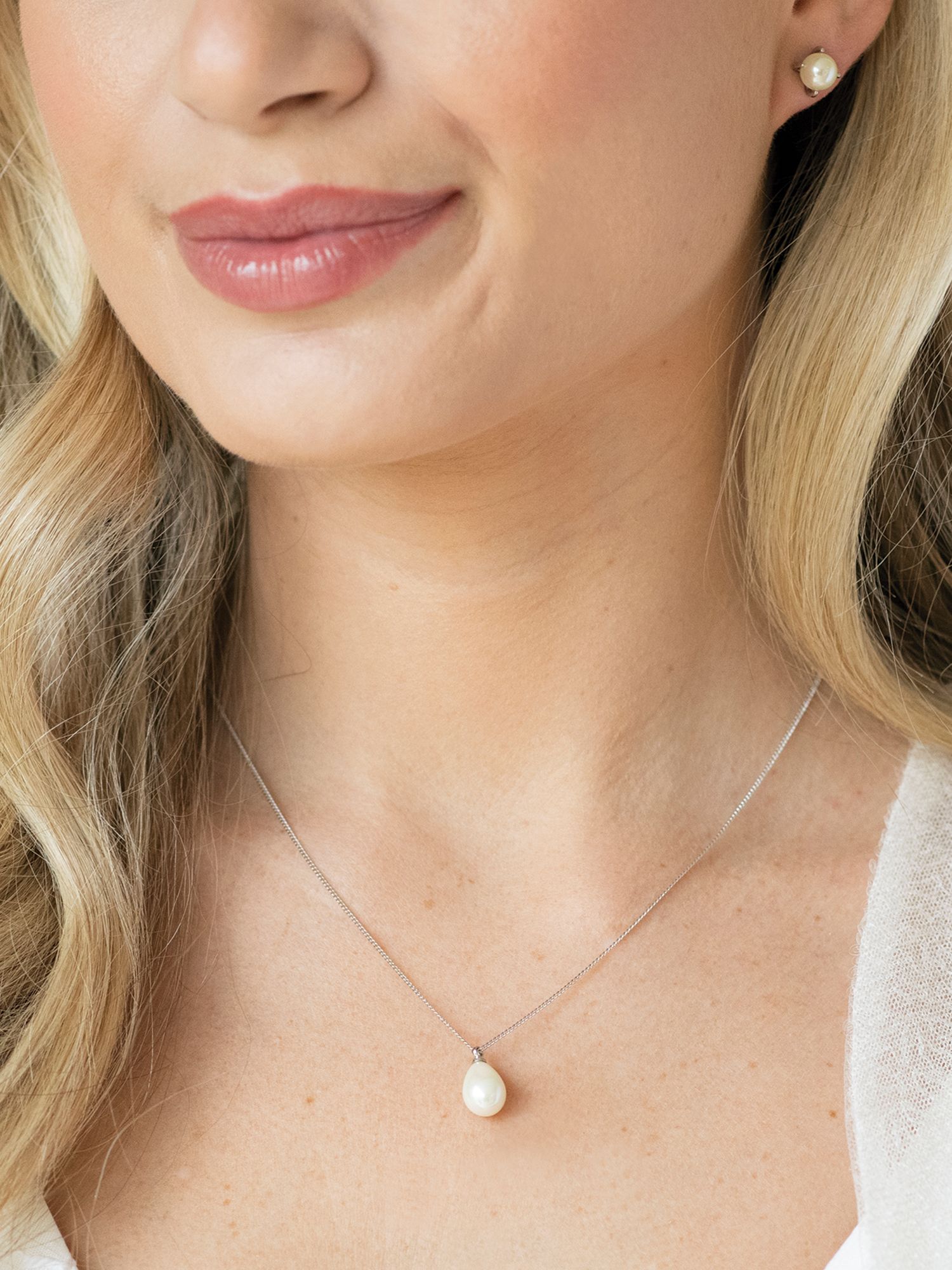 Ivory & Co. Westbury Faux Pearl Pendant Necklace, Silver