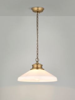 John Lewis Tula Opaline Pendant Ceiling Light, Matt Antique Brass