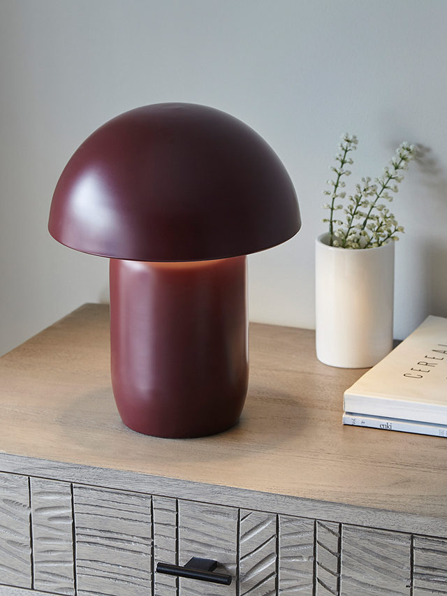 John Lewis Mushroom Portable Dimmable Table Lamp, Damson