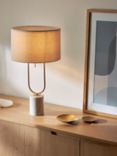 John Lewis Mid Century Dual Stem Table Lamp, White Marble/Brass