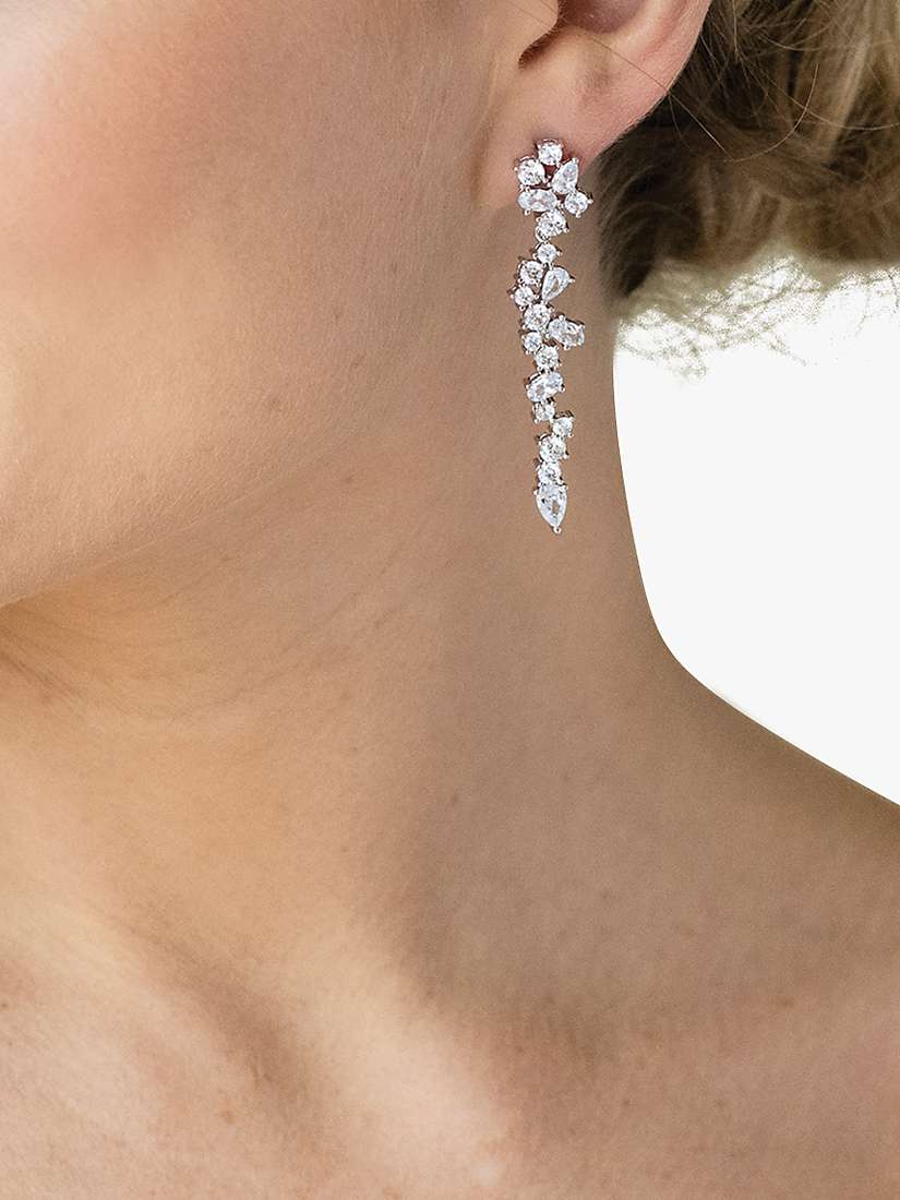 Buy Ivory & Co. Islington Cluster Crystal Drop Earrings, Silver Online at johnlewis.com