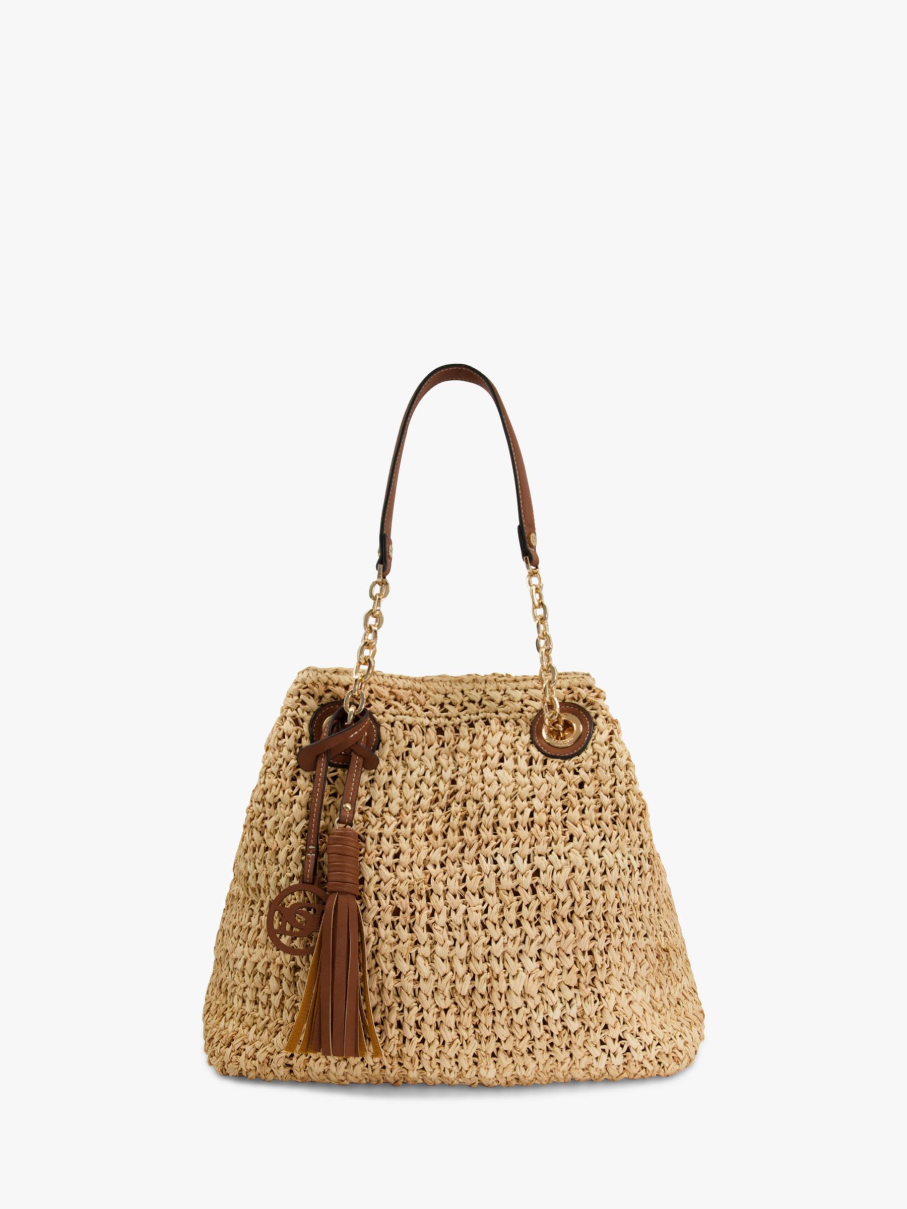 Crew Clothing Woven Straw Cross Body Bag, Beige at John Lewis & Partners