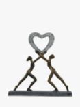 Libra Interiors Uplifting Love Couple with Heart Resin Sculpture, Metallic Bronze