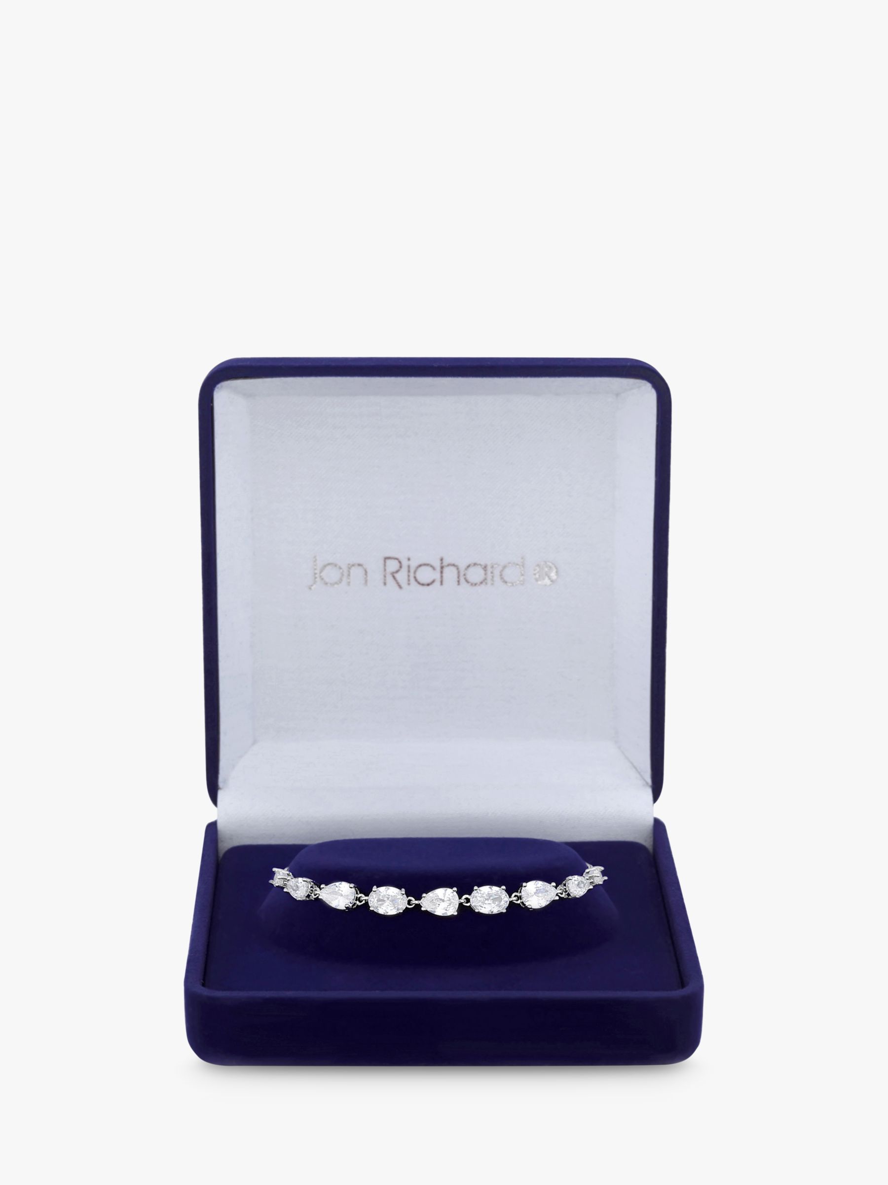 Jon Richard Rhodium Plated Cubic Zirconia Pear Toggle Bracelet, Silver ...