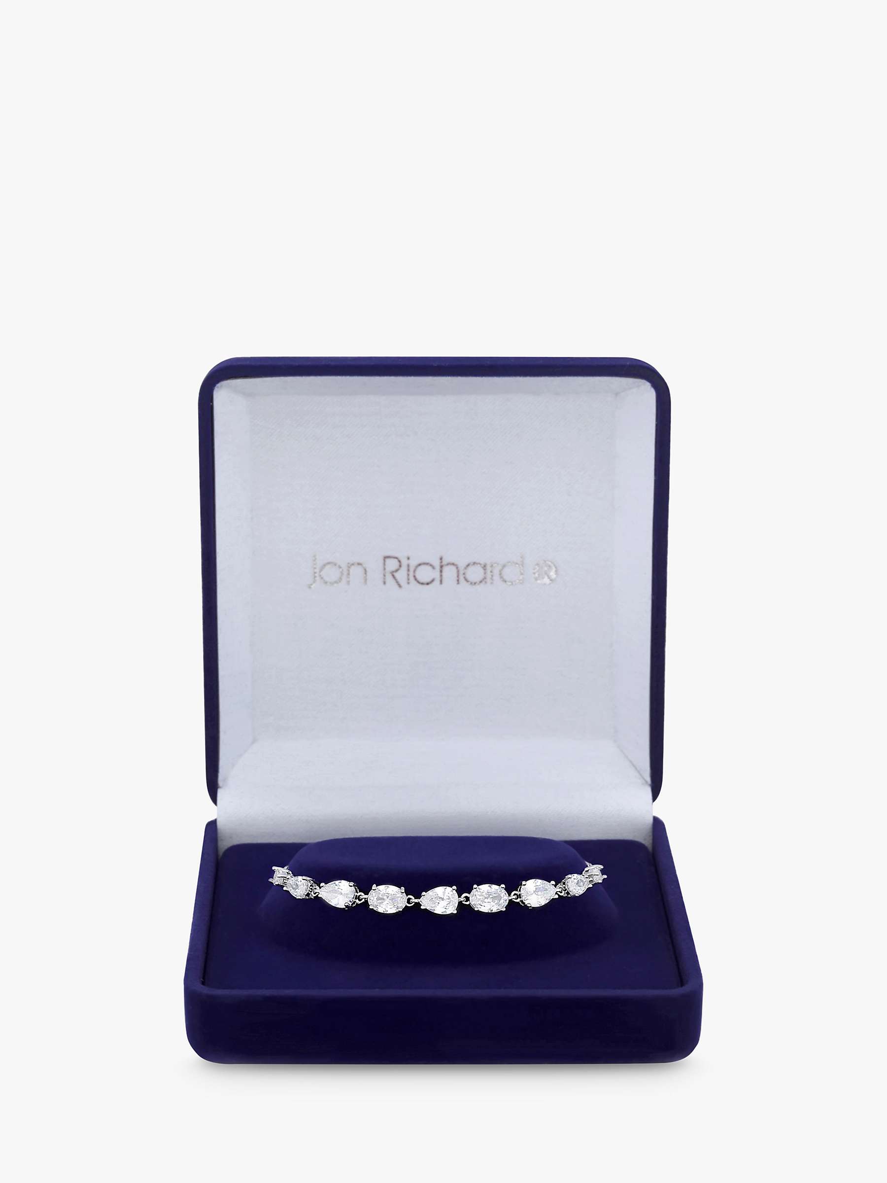 Buy Jon Richard Rhodium Plated Cubic Zirconia Pear Toggle Bracelet, Silver Online at johnlewis.com