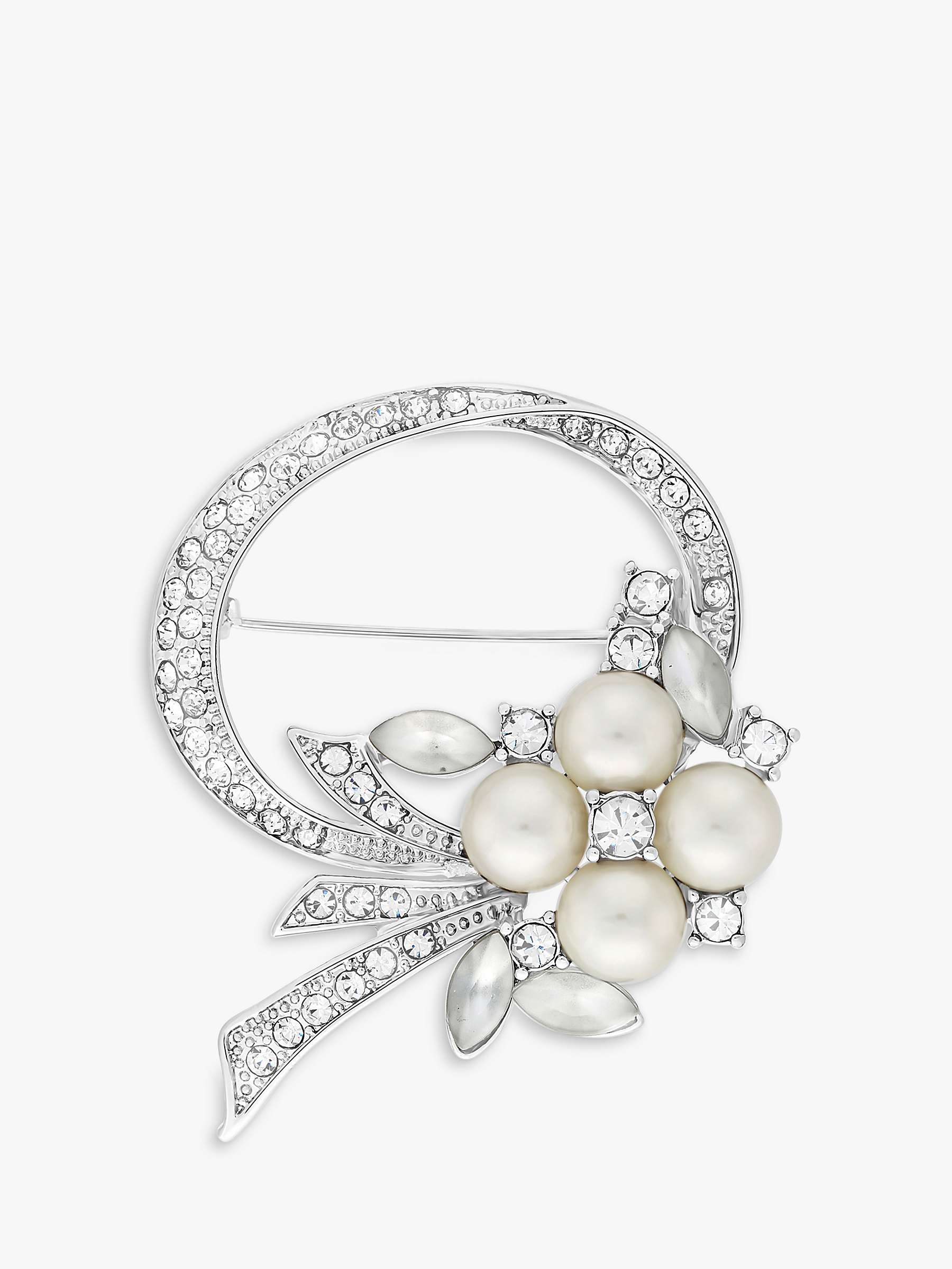 Buy Jon Richard Rhodium Plated Open Bouquet Pearl & Crystal Brooch, Silver Online at johnlewis.com