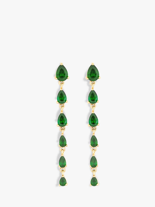 Jon Richard Cubic Zirconia Linear Pear Drop Earrings, Gold Green