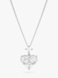 Jon Richard Rhodium Plated Cubic Zirconia Heart Pendant Necklace, Silver