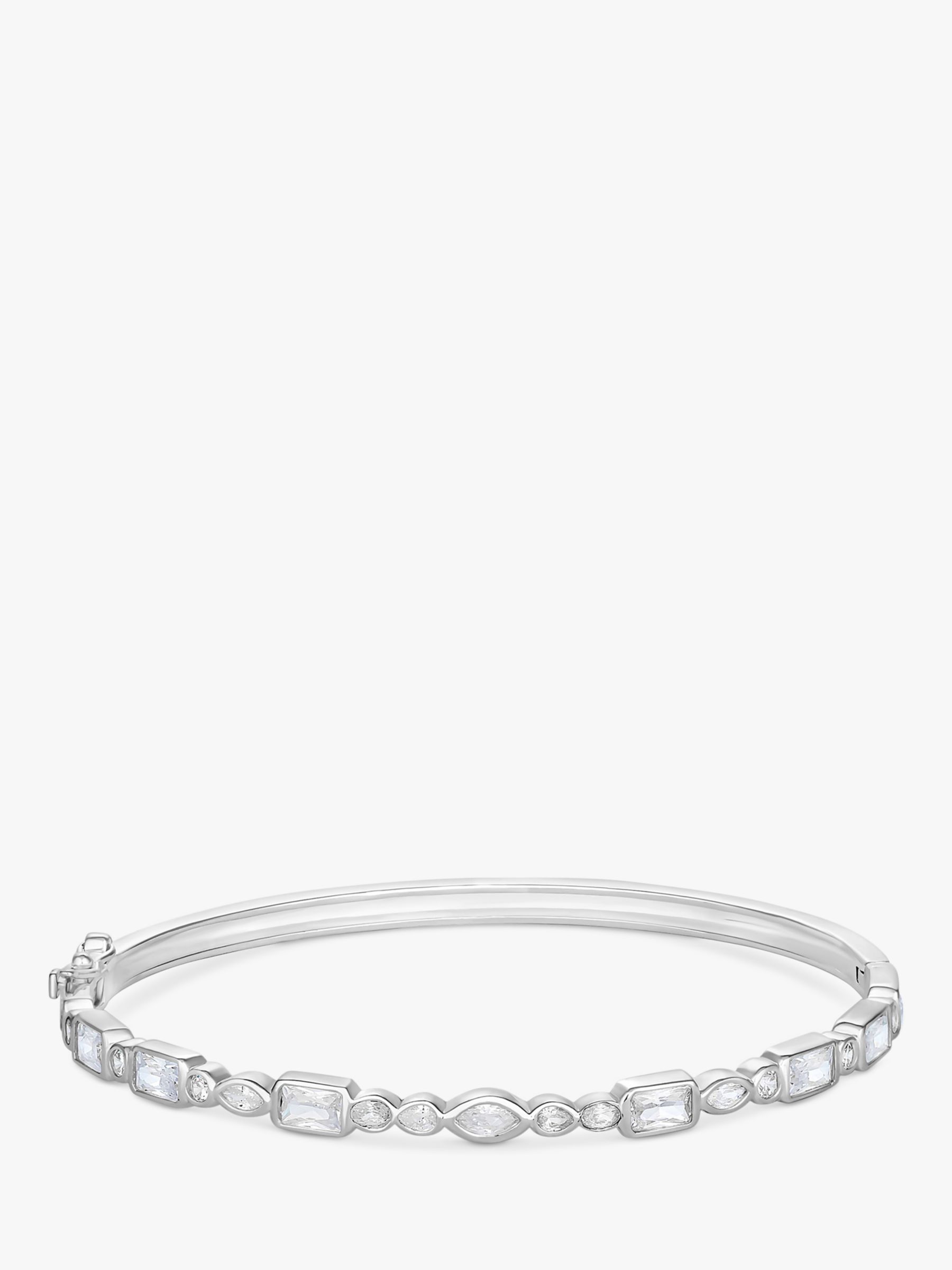 Simply Silver Mixed Cut Cubic Zirconia Bangle, Silver at John Lewis ...