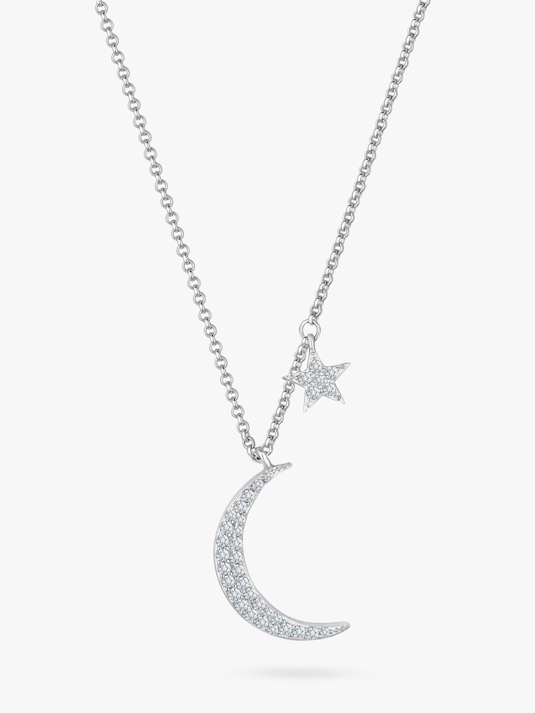 Simply Silver Crescent Pendant Necklace, Silver at John Lewis & Partners