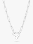 Simply Silver Open Heart Link Necklace, Silver