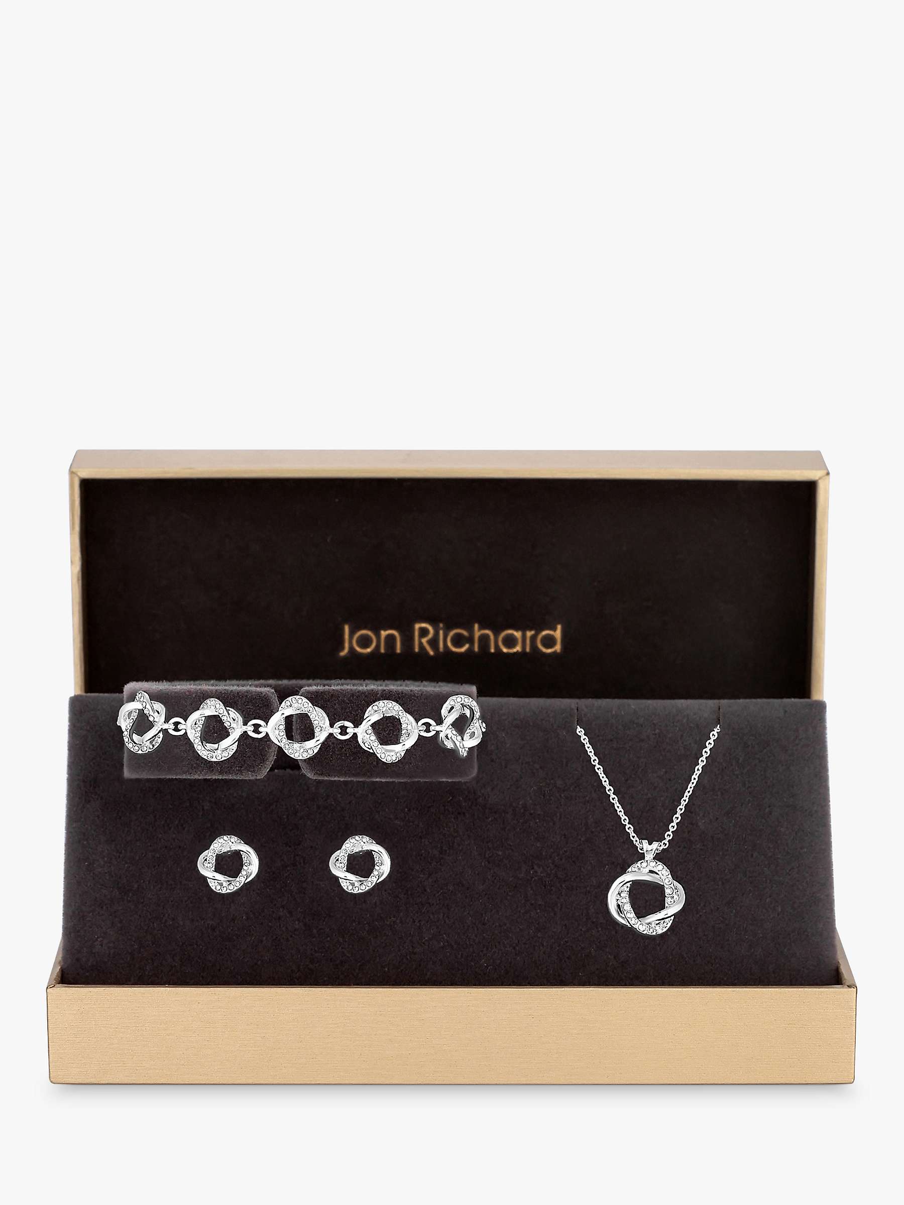 Buy Jon Richard Twist Polished and Pave Jewellery Set, Silver Online at johnlewis.com