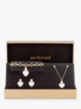 Jon Richard Pearl Heart And Crystal Bracelet, Necklace & Stud Earrings Jewellery Set, Gold