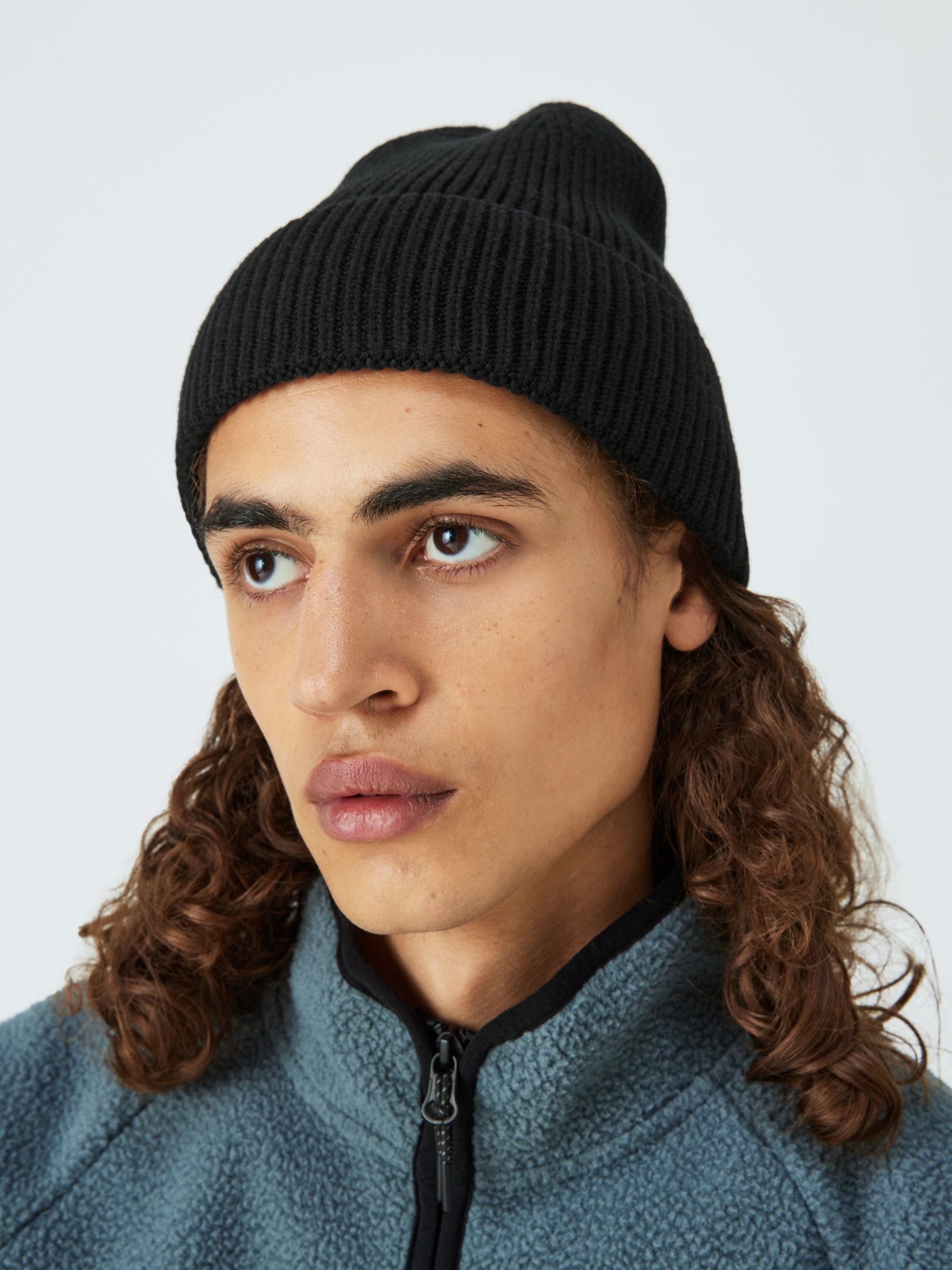 John Lewis ANYDAY Knitted Beanie, Jet Black at John Lewis & Partners