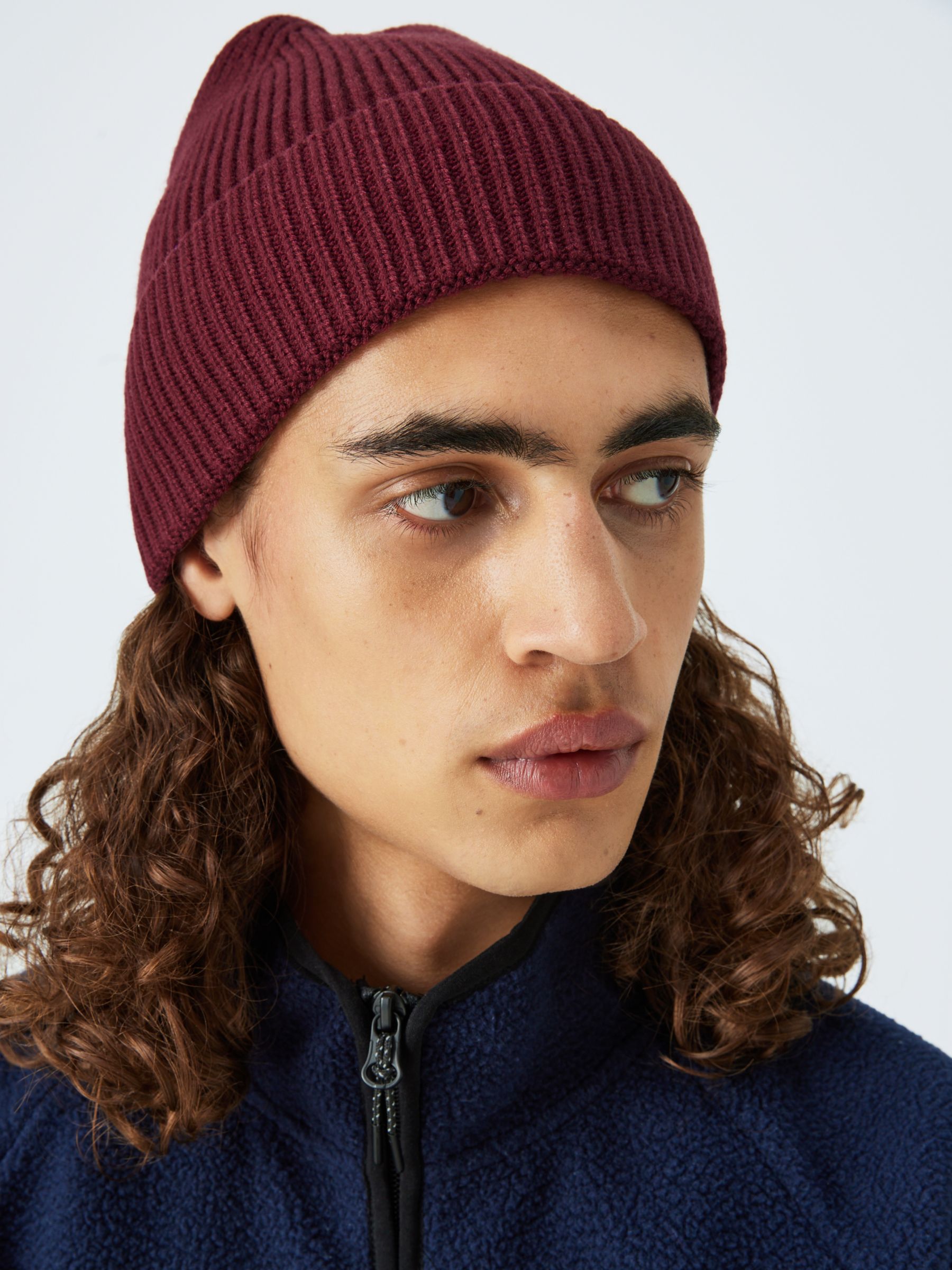 John Lewis ANYDAY Knitted Beanie, Cabernet at John Lewis & Partners