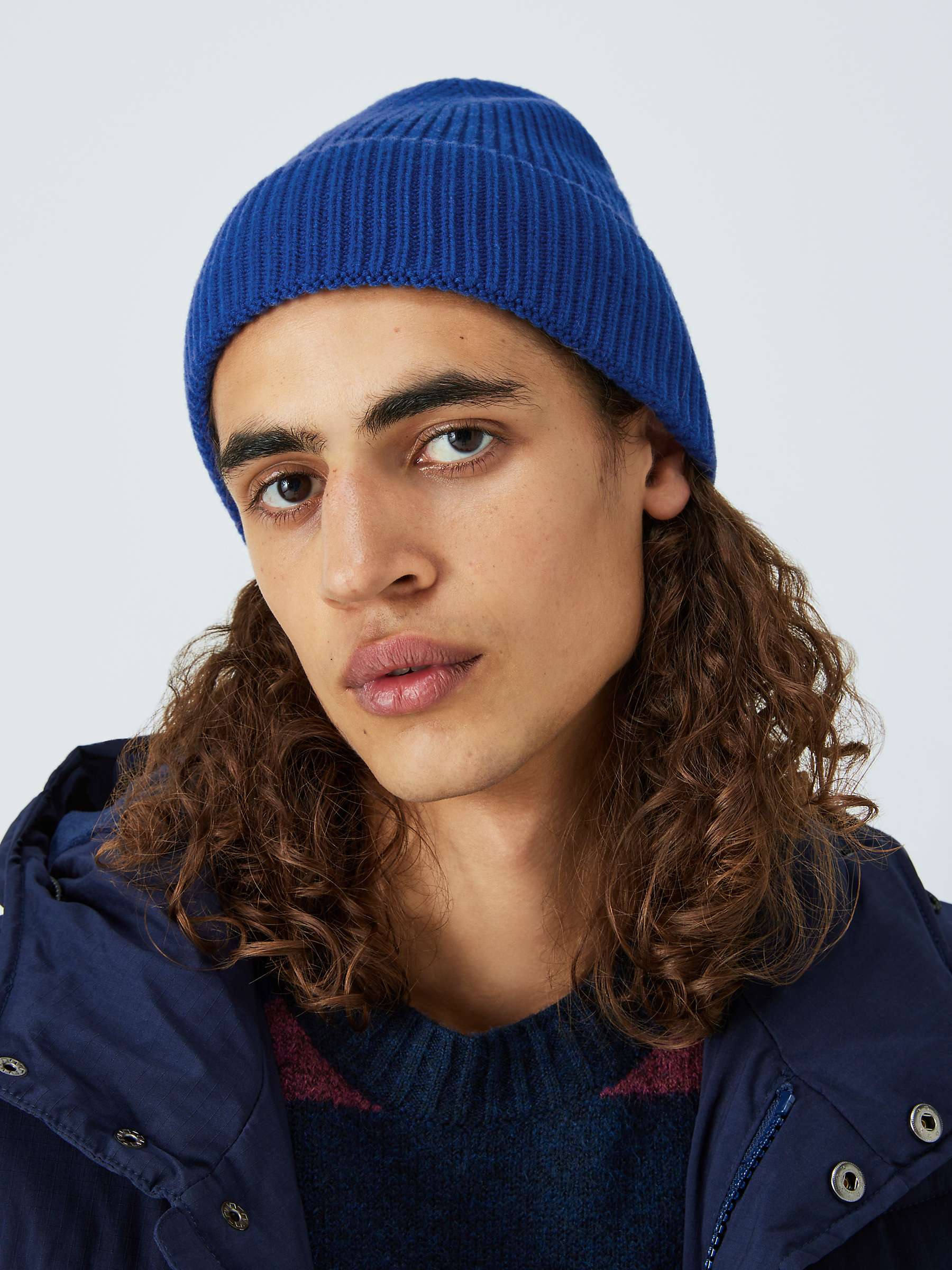 John Lewis ANYDAY Knitted Beanie, Galaxy Blue at John Lewis & Partners