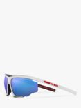 Prada Linea Rossa PS 07YS Men's Wrap Sunglasses, Matte Black/White Rubber