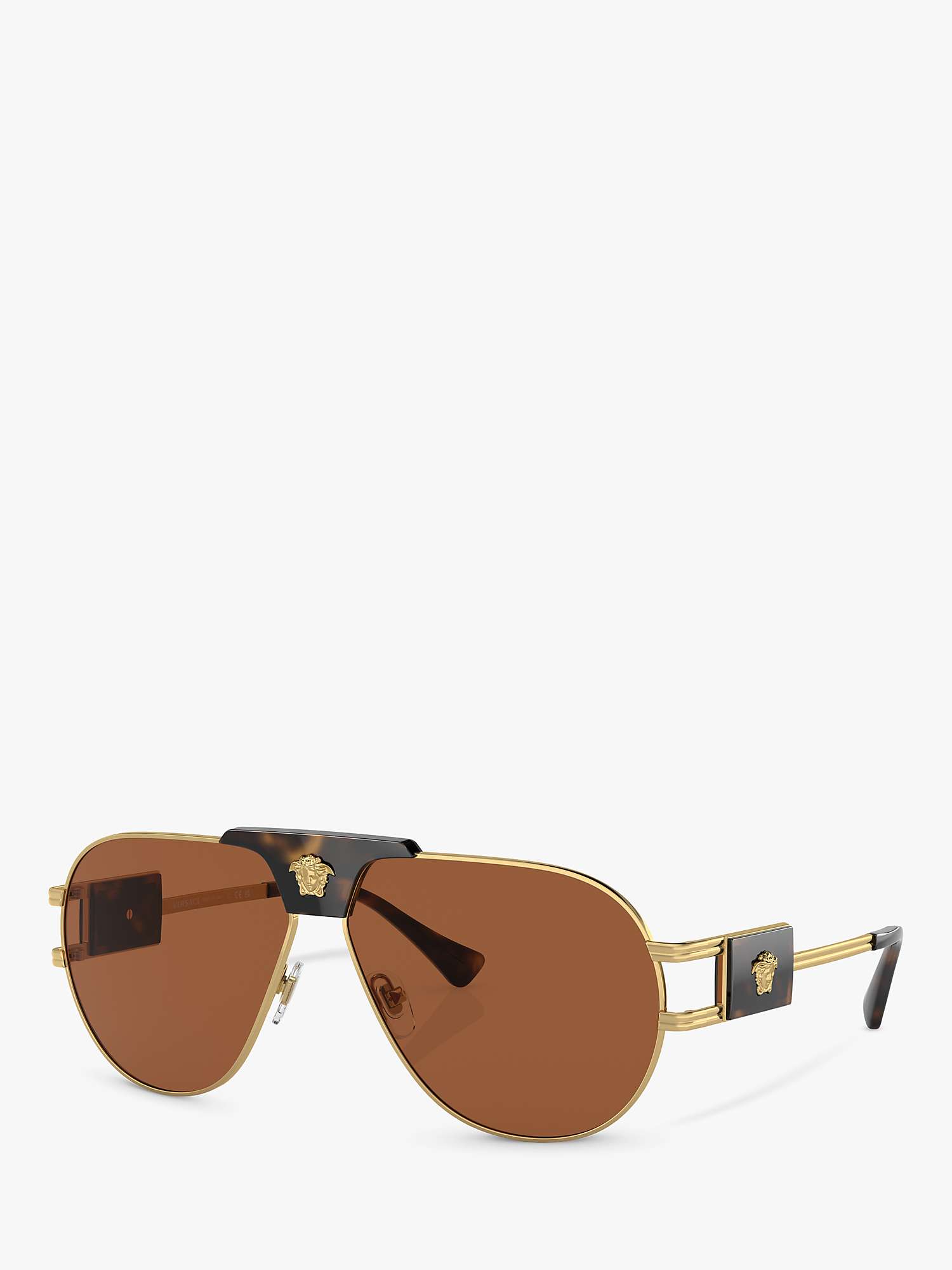Buy Versace VE2252 Men's Aviator Sunglasses, Gold/Brown Online at johnlewis.com