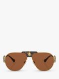 Versace VE2252 Men's Aviator Sunglasses, Gold/Brown