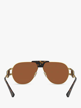 Versace VE2252 Men's Aviator Sunglasses, Gold/Brown, Gold/Brown