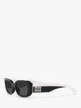 Miu Miu MU08YS Women's Rectangular Sunglasses, Black/White