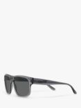 Emporio Armani EA4197 Men's Rectangular Sunglasses, Transparent Grey