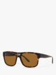Emporio Armani EA4197 Men's Polarised Rectangular Sunglasses, Transparent Brown