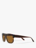 Emporio Armani EA4197 Men's Polarised Rectangular Sunglasses, Transparent Brown