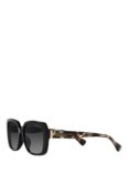 Ralph RA5298U Women's Polarised Rectangular Sunglasses, Shiny Black/Havana