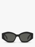 Celine CL40238U Women's Oval Sunglasses, Shiny Black/Grey