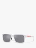 Prada Linea Rossa PS 05YS Men's Rectangluar Sunglasses, White Rubber