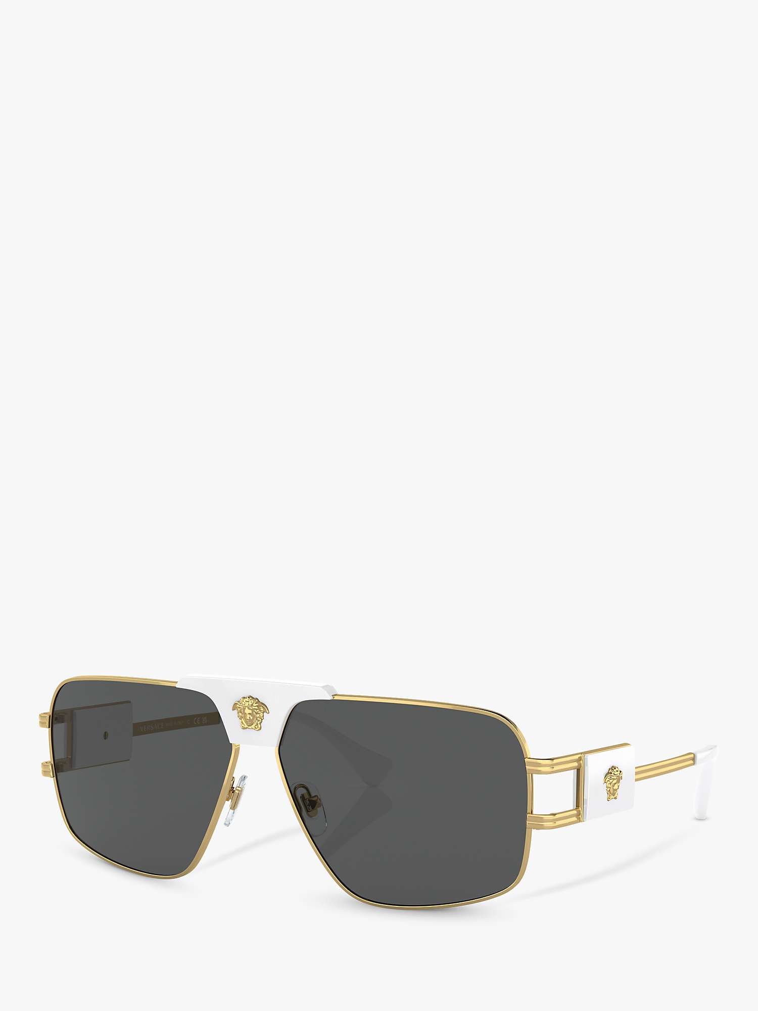 Buy Versace VE2251 Men's Aviator Sunglasses, White/Gold Online at johnlewis.com