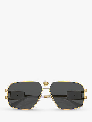 Versace VE2251 Men's Aviator Sunglasses, White/Gold
