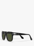 Persol PO3313S Square Sunglasses, Black/Green