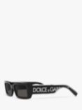 Dolce & Gabbana DG6187 Unisex Rectangular Sunglasses, Crystal/Black