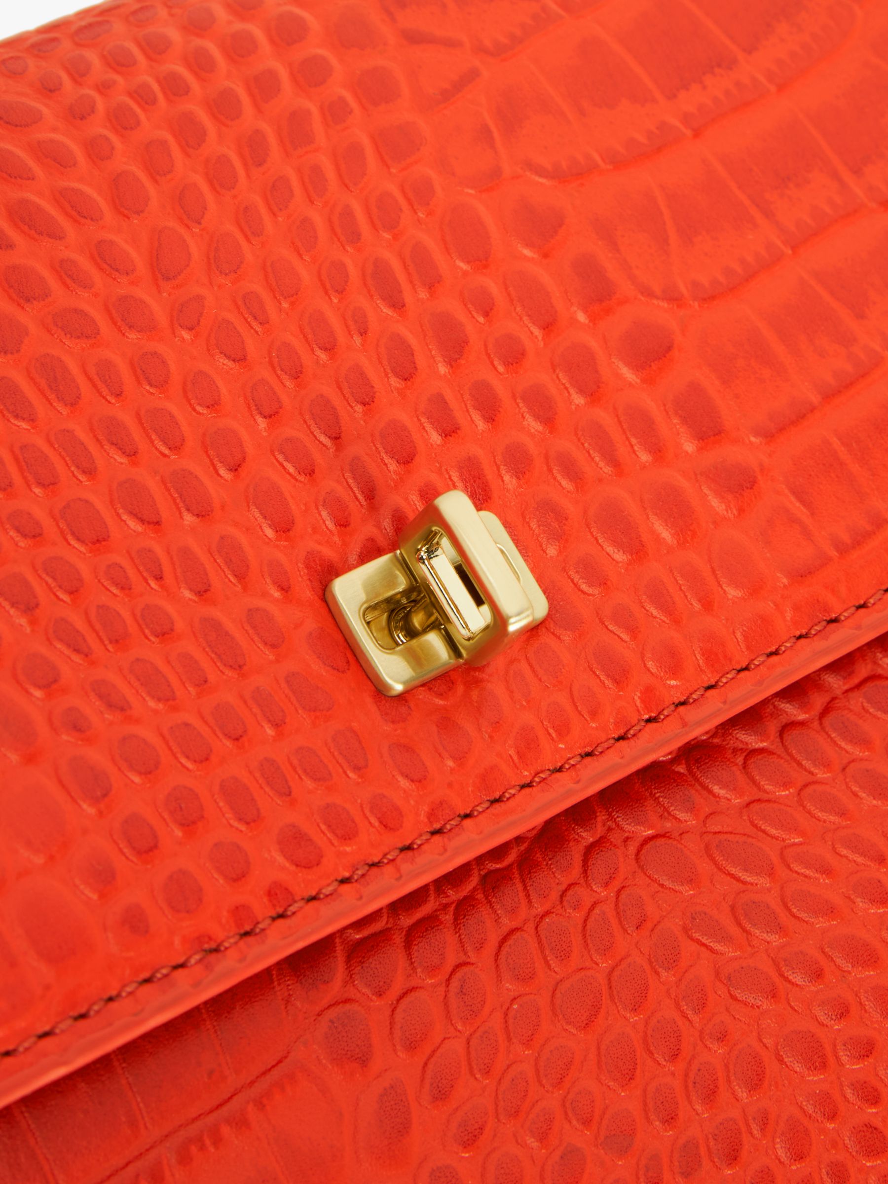 John Lewis Double Zip Cross Body Leather Camera Bag, Orange at