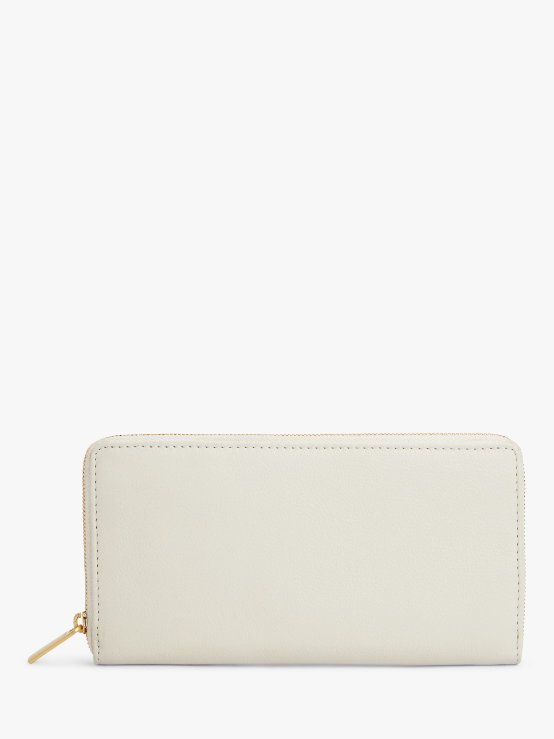 John Lewis Leather Long Zip Around Purse, Off White at John Lewis ...