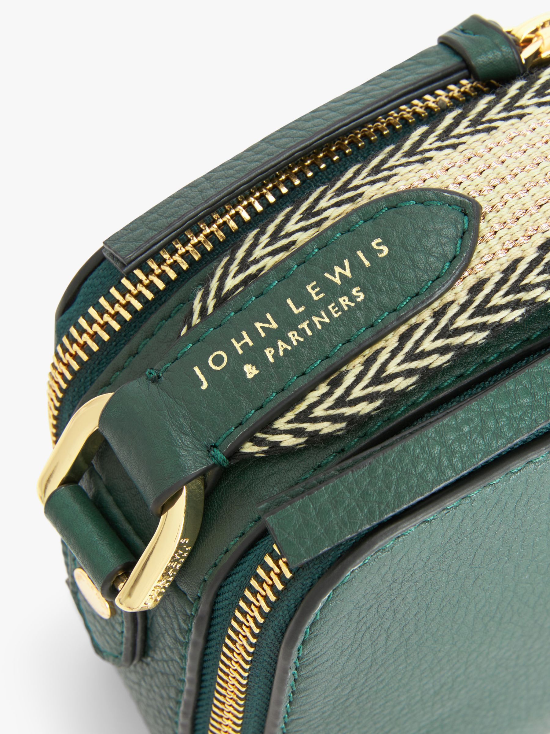 John Lewis Leather Camera Bag with Webbing Strap, Black